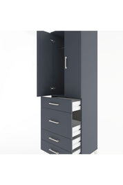 Hyperion Dolap Tek Raflı 4 Çekmeceli Tek Askılı 60x44x195 - S59M064V5B