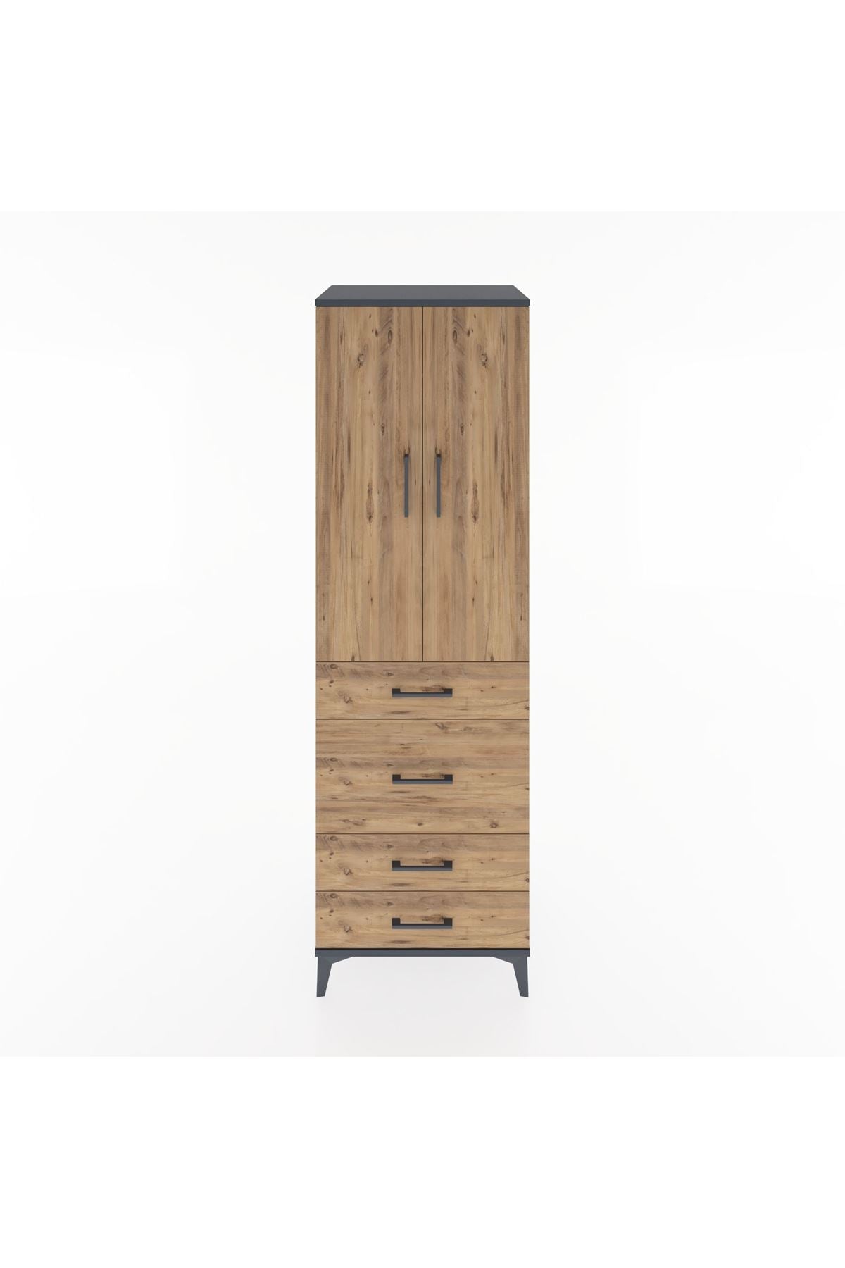 Hyperion Dolap Tek Raflı 4 Çekmeceli Tek Askılı 60x44x195 - S59M064V6B