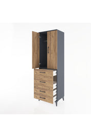 Hyperion Dolap Tek Raflı 4 Çekmeceli Tek Askılı 60x44x195 - S59M064V6B