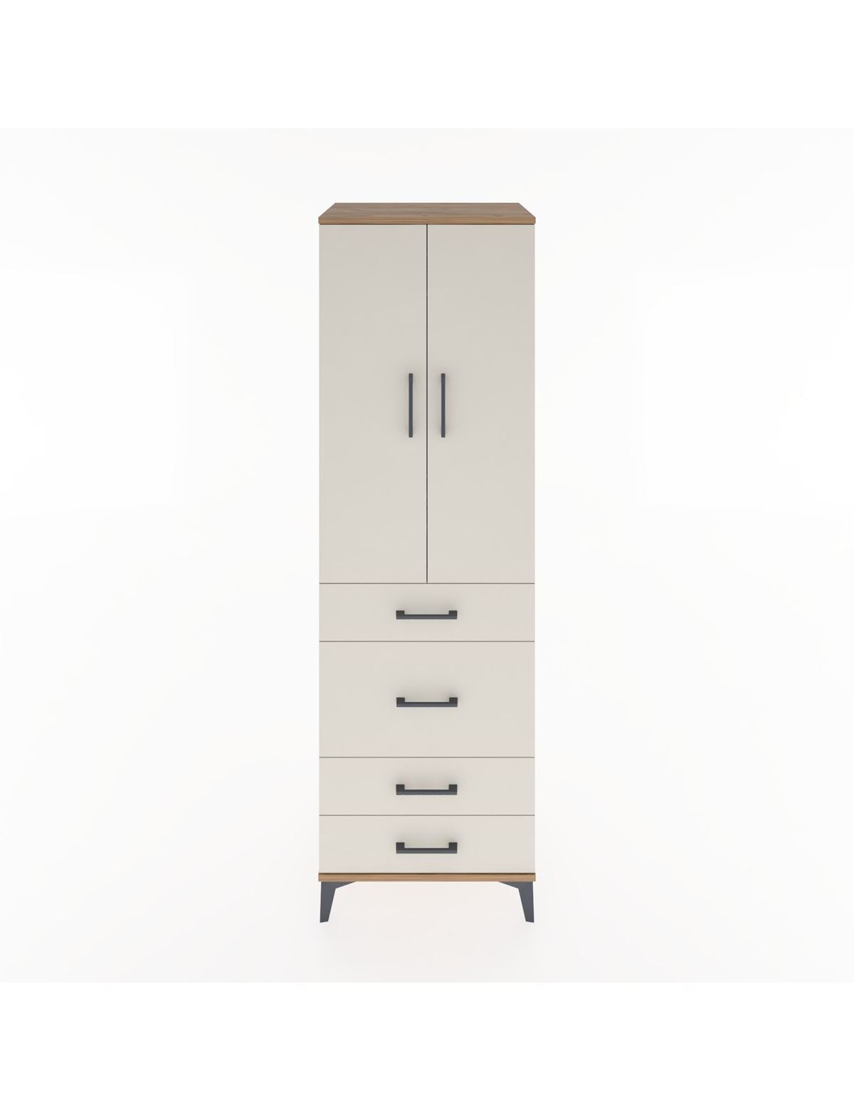 Hyperion Dolap Tek Raflı 4 Çekmeceli Tek Askılı 60x44x195 - S59M064V7B