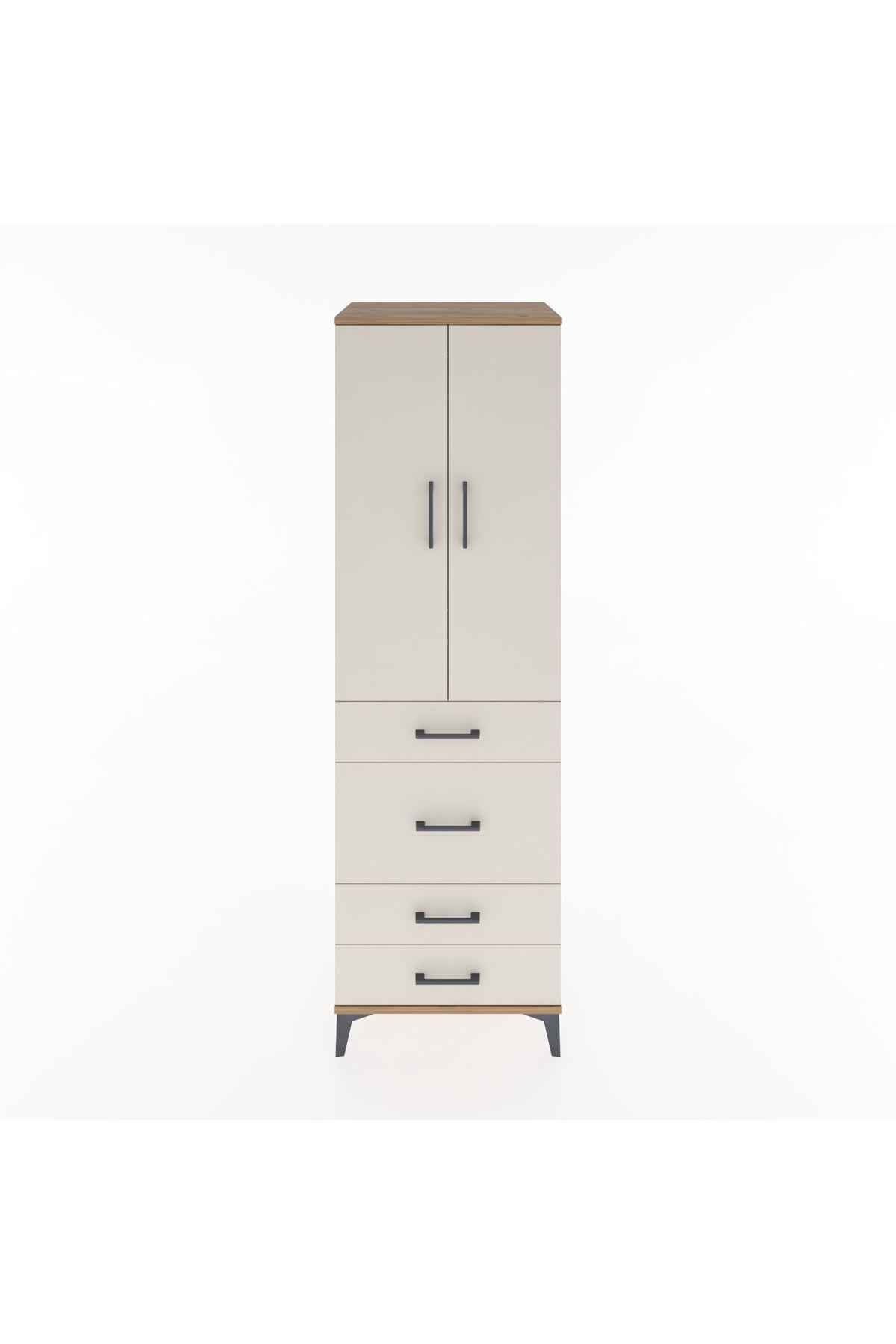 Hyperion Dolap Tek Raflı 4 Çekmeceli Tek Askılı 60x44x195 - S59M064V7B