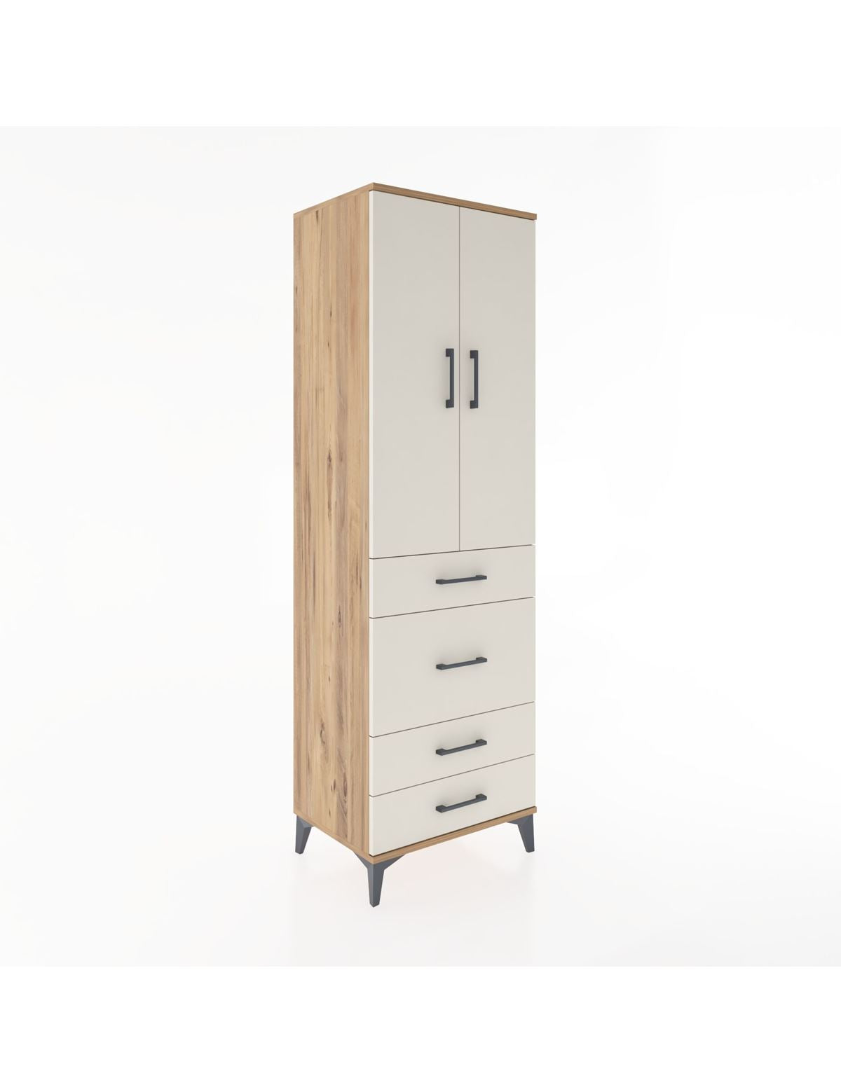 Hyperion Dolap Tek Raflı 4 Çekmeceli Tek Askılı 60x44x195 - S59M064V7B