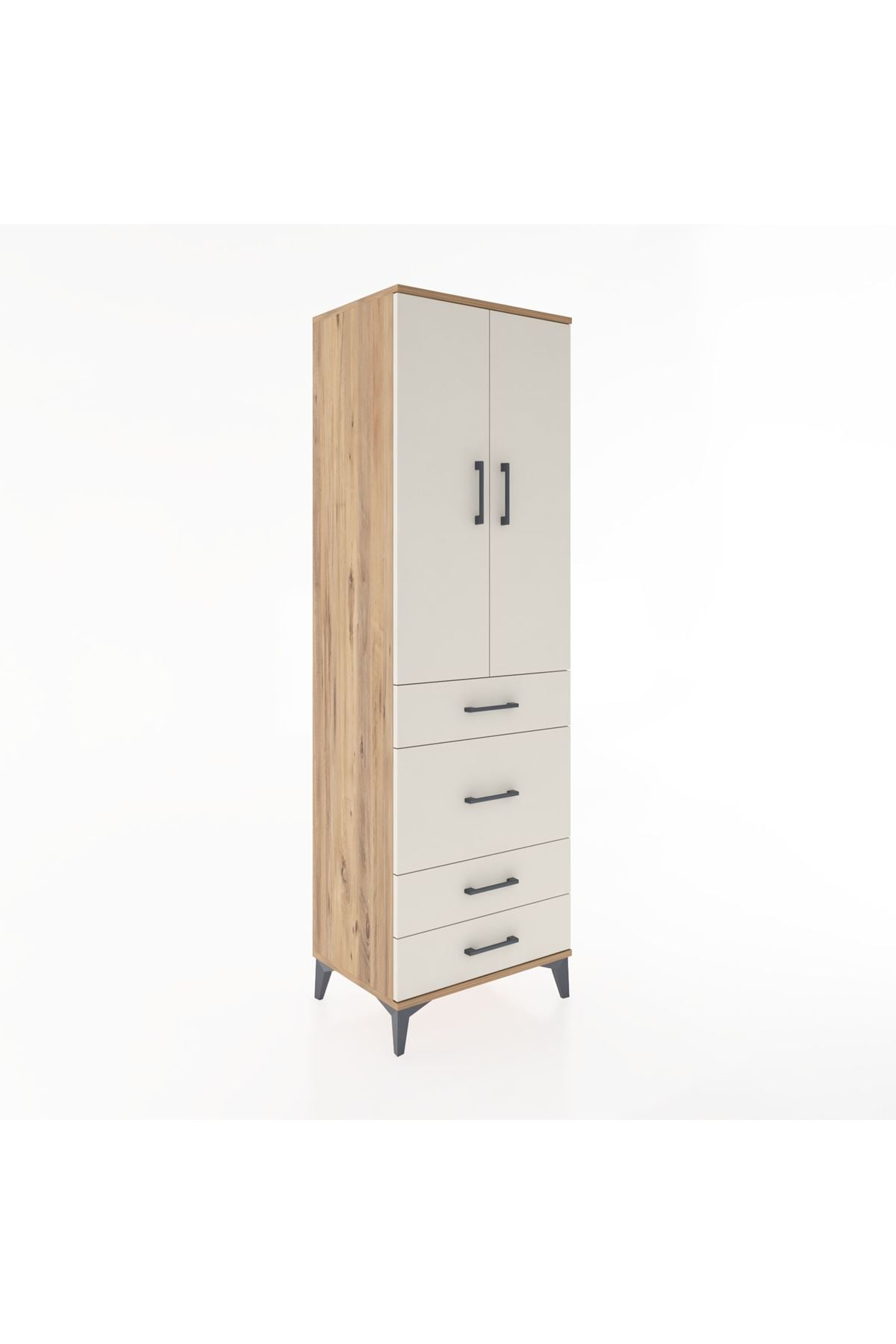 Hyperion Dolap Tek Raflı 4 Çekmeceli Tek Askılı 60x44x195 - S59M064V7B