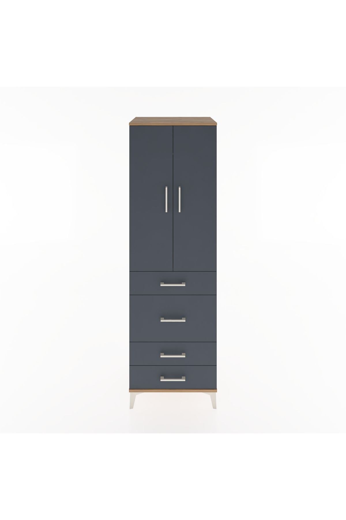 Hyperion Dolap Tek Raflı 4 Çekmeceli Tek Askılı 60x44x195 - S59M064V8B