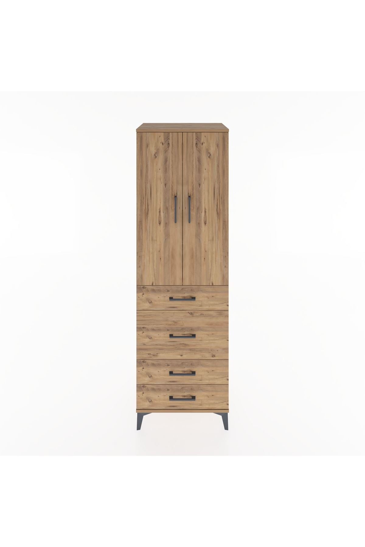 Hyperion Dolap Tek Raflı 4 Çekmeceli Tek Askılı 60x44x195 - S59M064V9B
