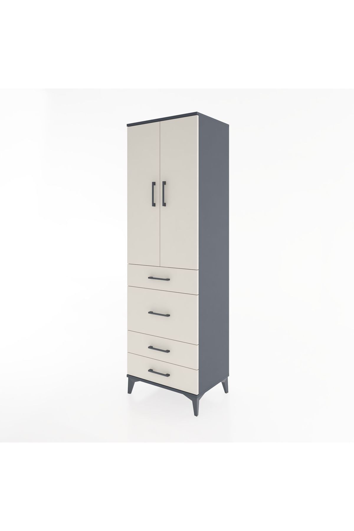 Hyperion Dolap 3 Raflı 4 Çekmeceli 2 Kapaklı 60x44x195 - S59M065V4B