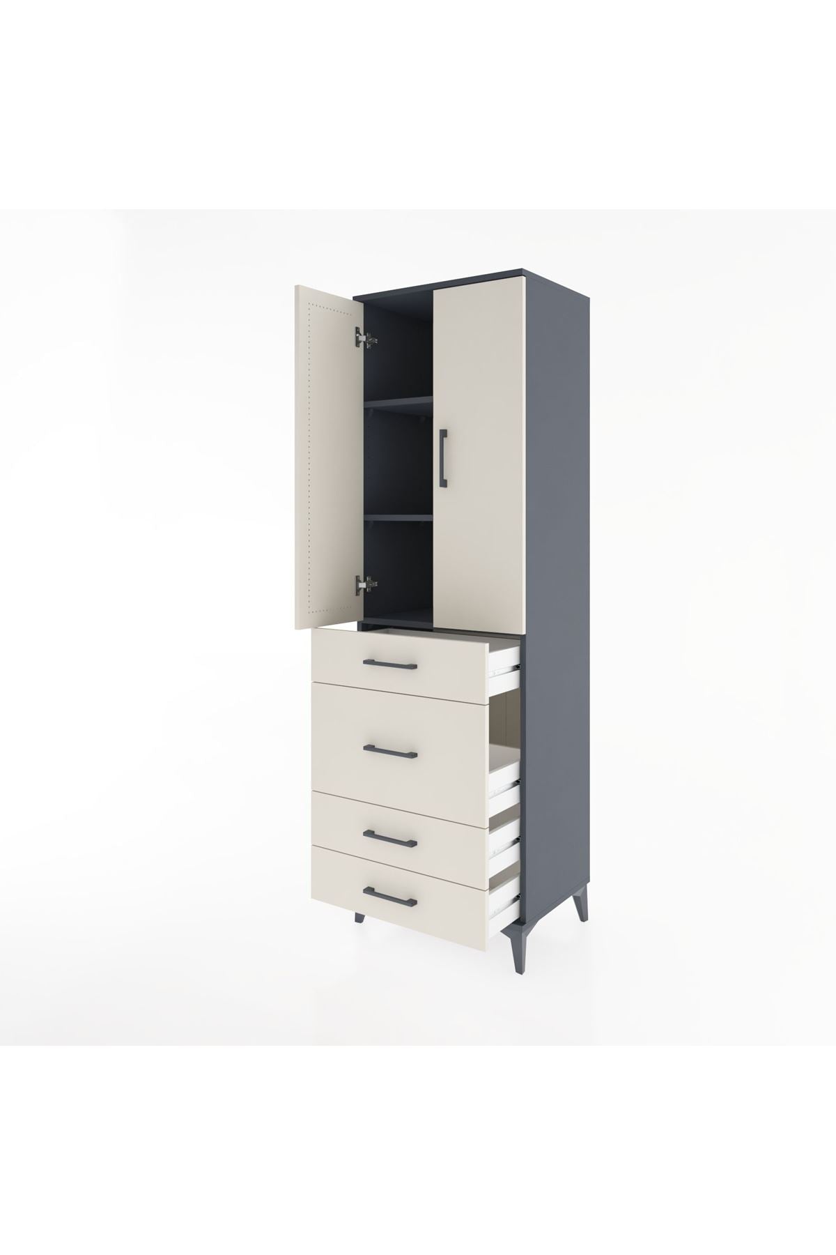Hyperion Dolap 3 Raflı 4 Çekmeceli 2 Kapaklı 60x44x195 - S59M065V4B