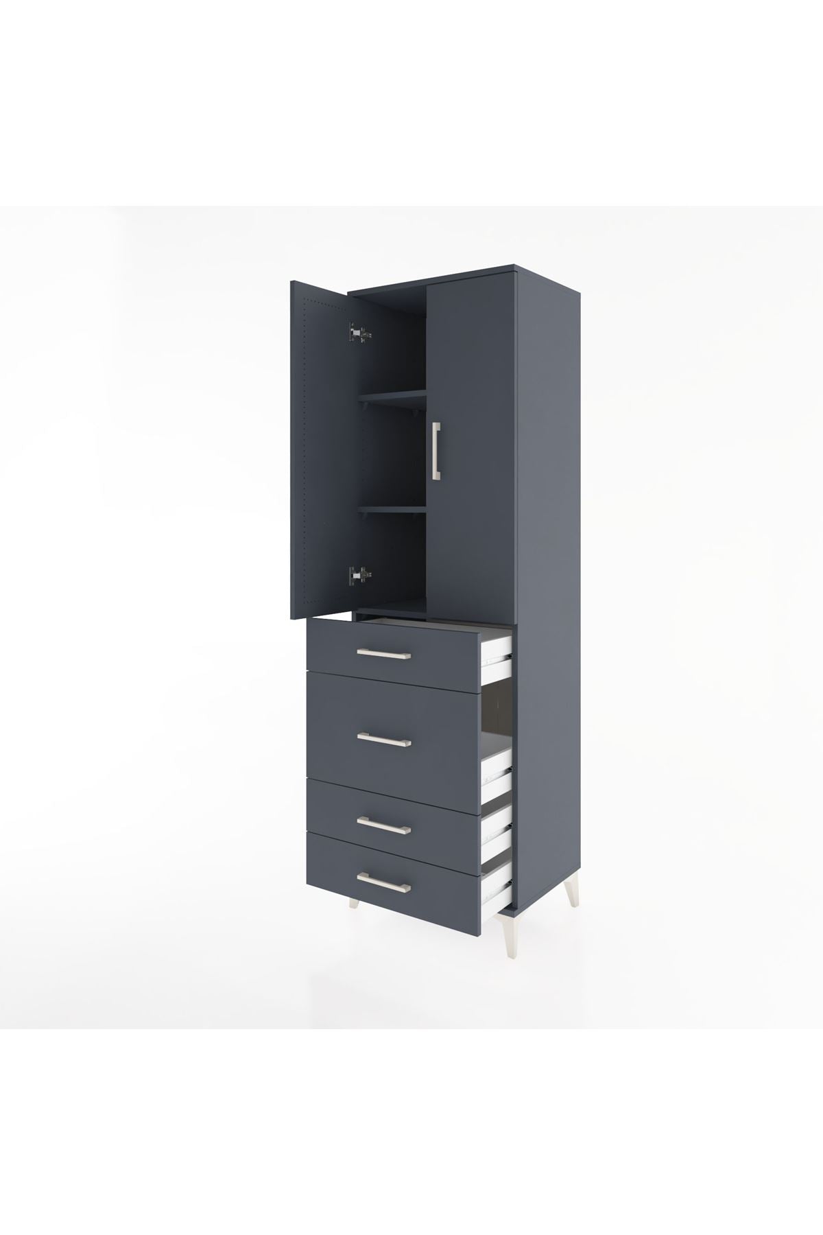 Hyperion Dolap 3 Raflı 4 Çekmeceli 2 Kapaklı 60x44x195 - S59M065V5B
