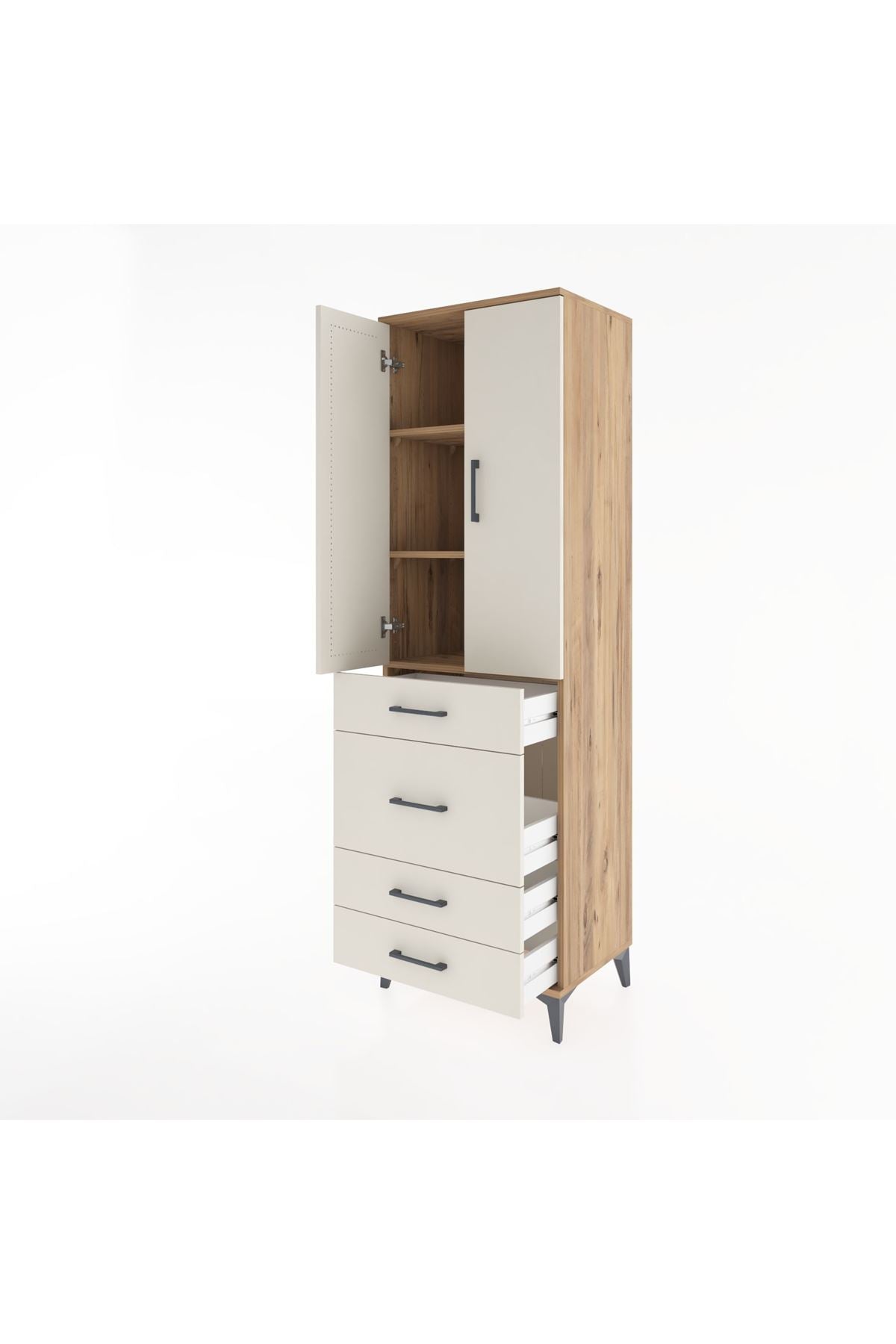 Hyperion Dolap 3 Raflı 4 Çekmeceli 2 Kapaklı 60x44x195 - S59M065V7B