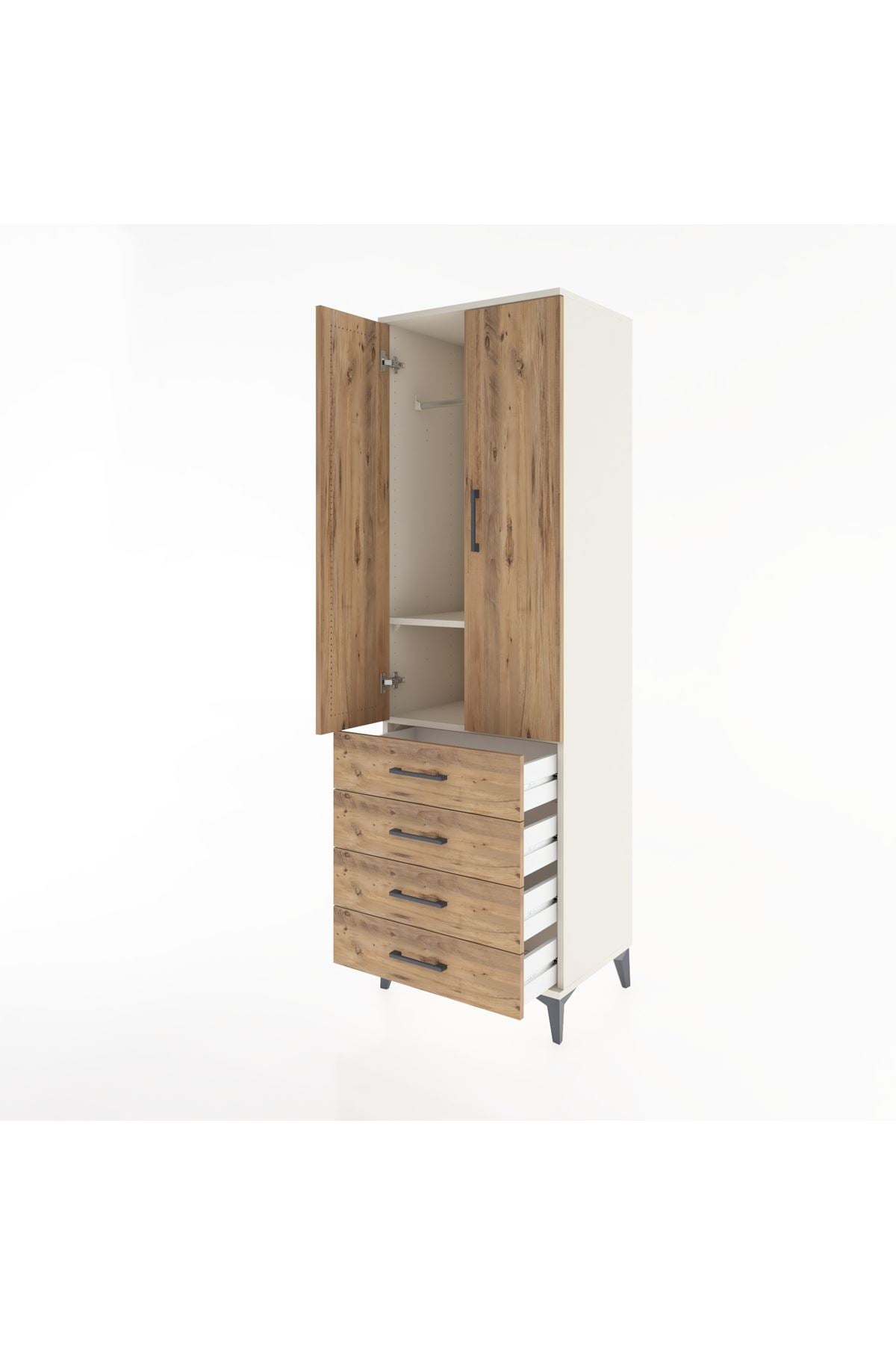 Hyperion Dolap 2 Raflı 4 Çekmeceli Tek Askılı 60x44x195 - S59M066V3B
