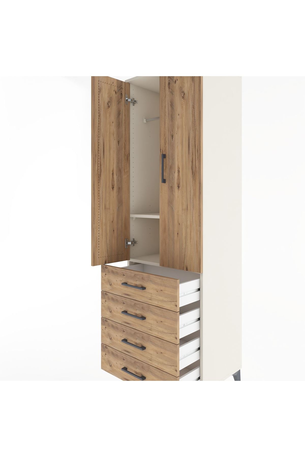 Hyperion Dolap 2 Raflı 4 Çekmeceli Tek Askılı 60x44x195 - S59M066V3B
