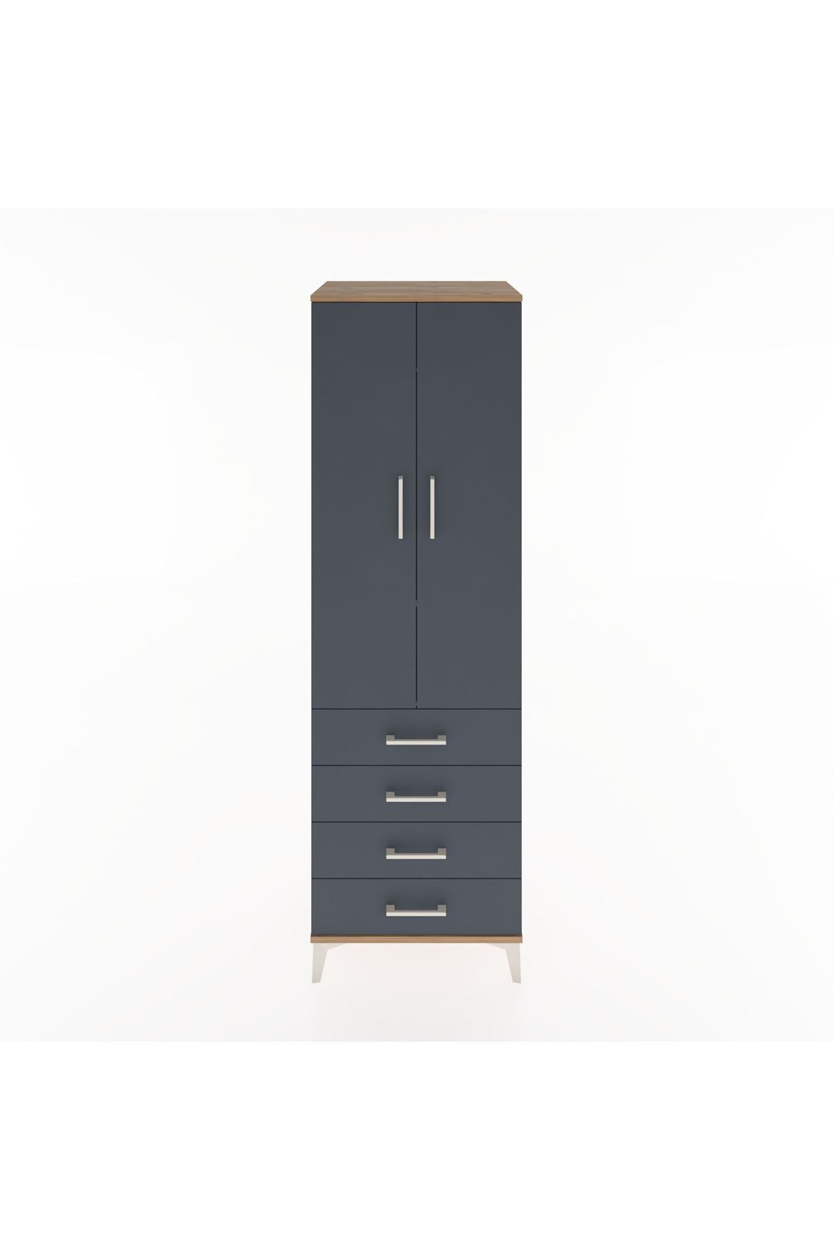 Hyperion Dolap 2 Raflı 4 Çekmeceli Tek Askılı 60x44x195 - S59M066V8B