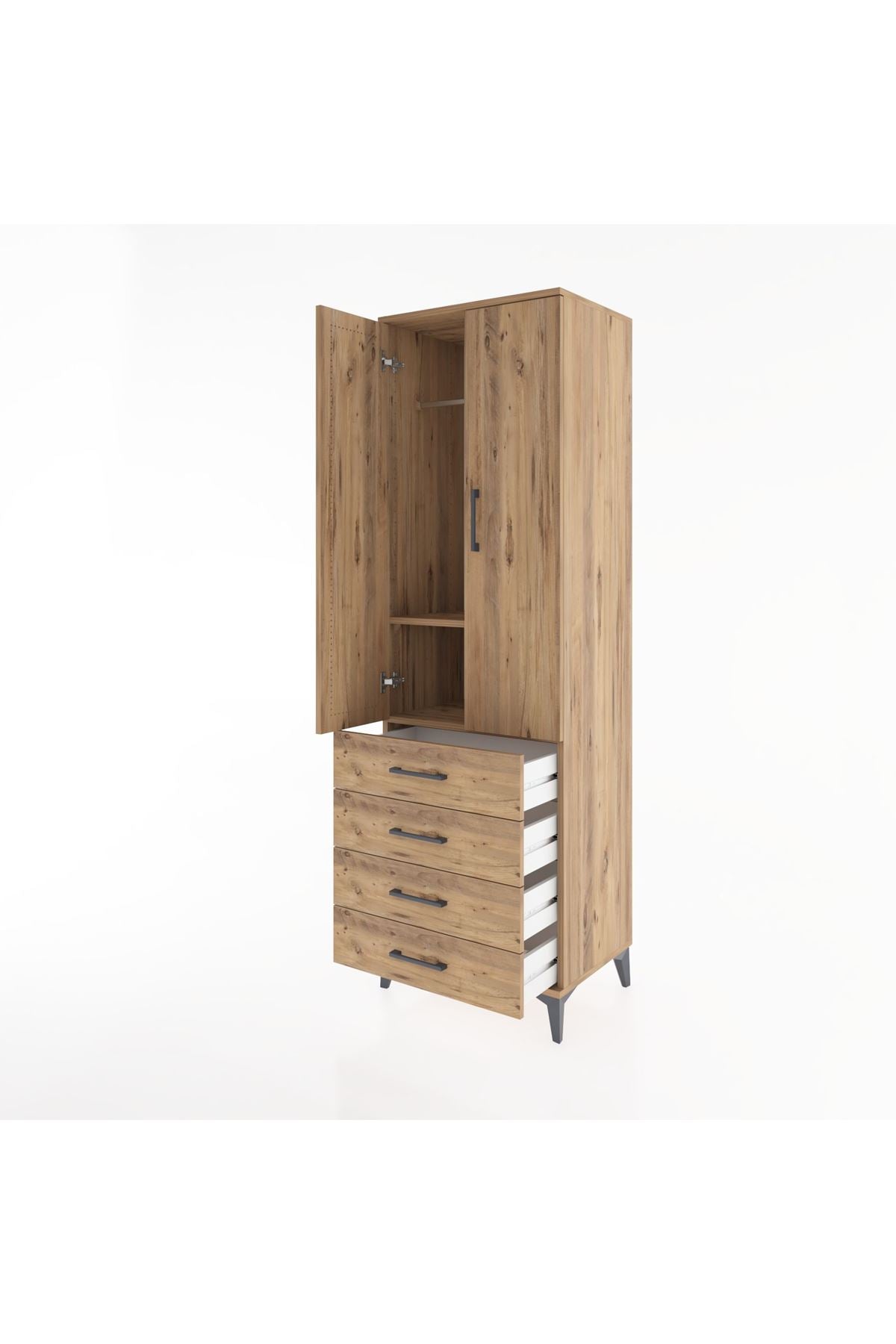Hyperion Dolap 2 Raflı 4 Çekmeceli Tek Askılı 60x44x195 - S59M066V9B