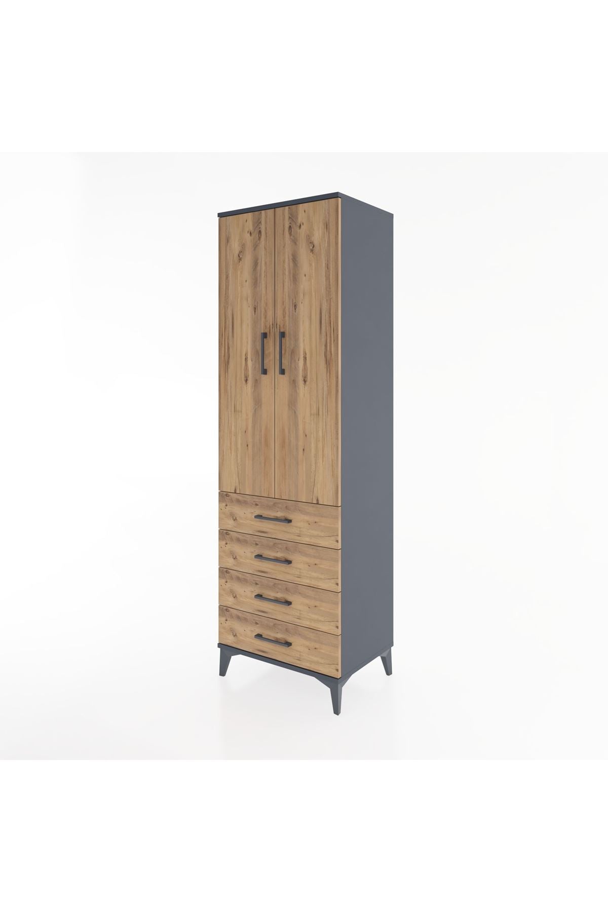 Hyperion Dolap 4 Raflı 4 Çekmeceli 2 Kapaklı 60x44x195 - S59M067V6B