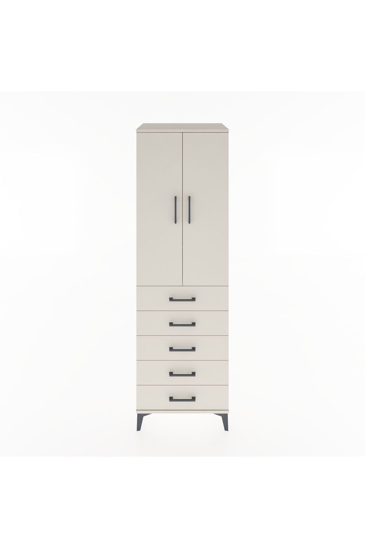 Hyperion Dolap Tek Raflı 5 Çekmeceli Tek Askılı 60x44x195 - S59M068V1B