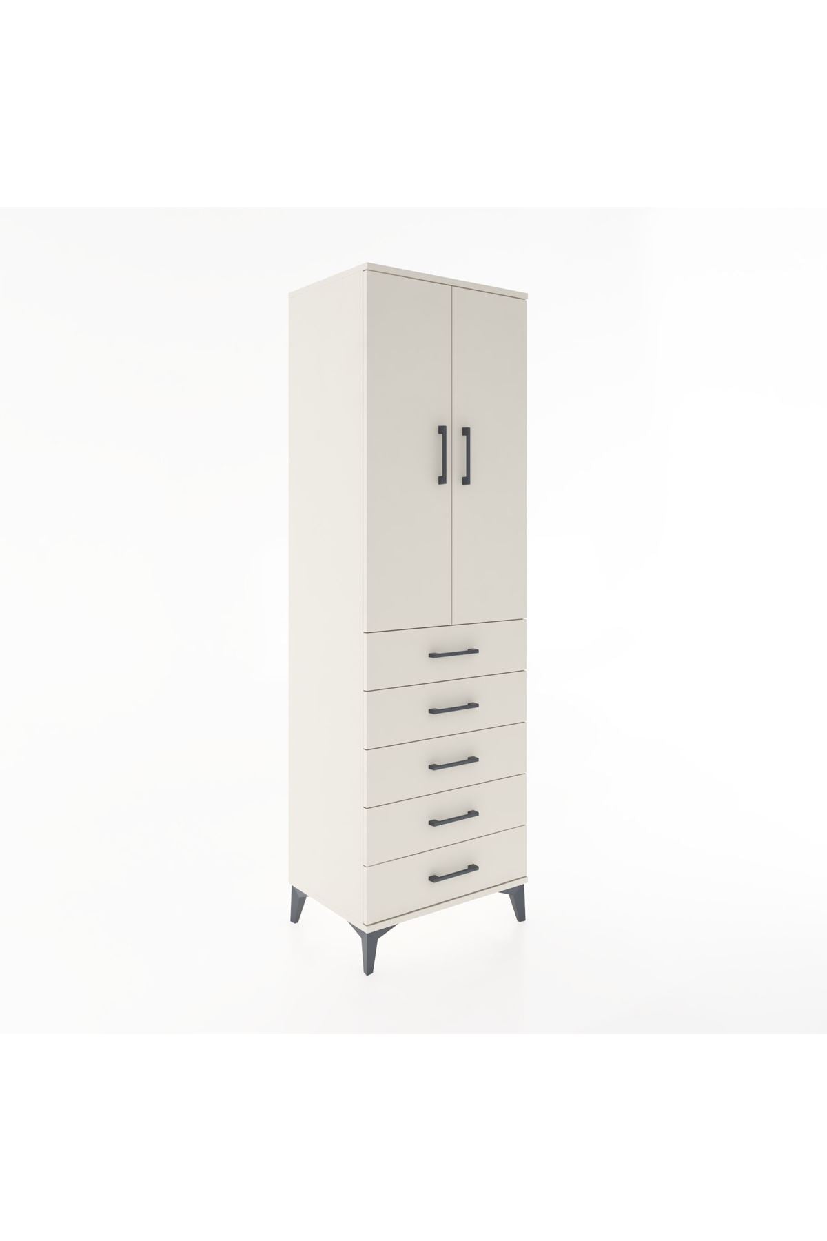 Hyperion Dolap Tek Raflı 5 Çekmeceli Tek Askılı 60x44x195 - S59M068V1B