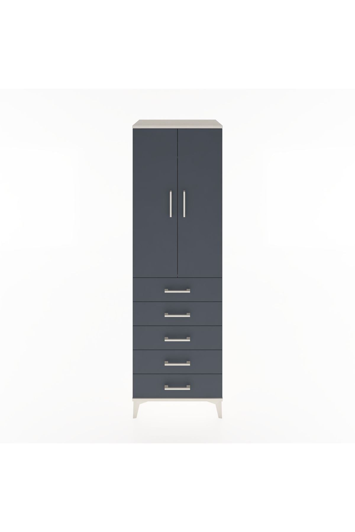 Hyperion Dolap Tek Raflı 5 Çekmeceli Tek Askılı 60x44x195 - S59M068V2B