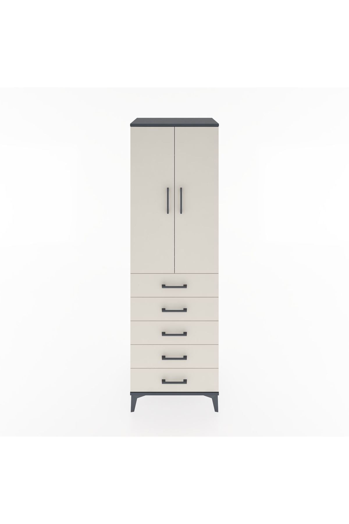 Hyperion Dolap Tek Raflı 5 Çekmeceli Tek Askılı 60x44x195 - S59M068V4B