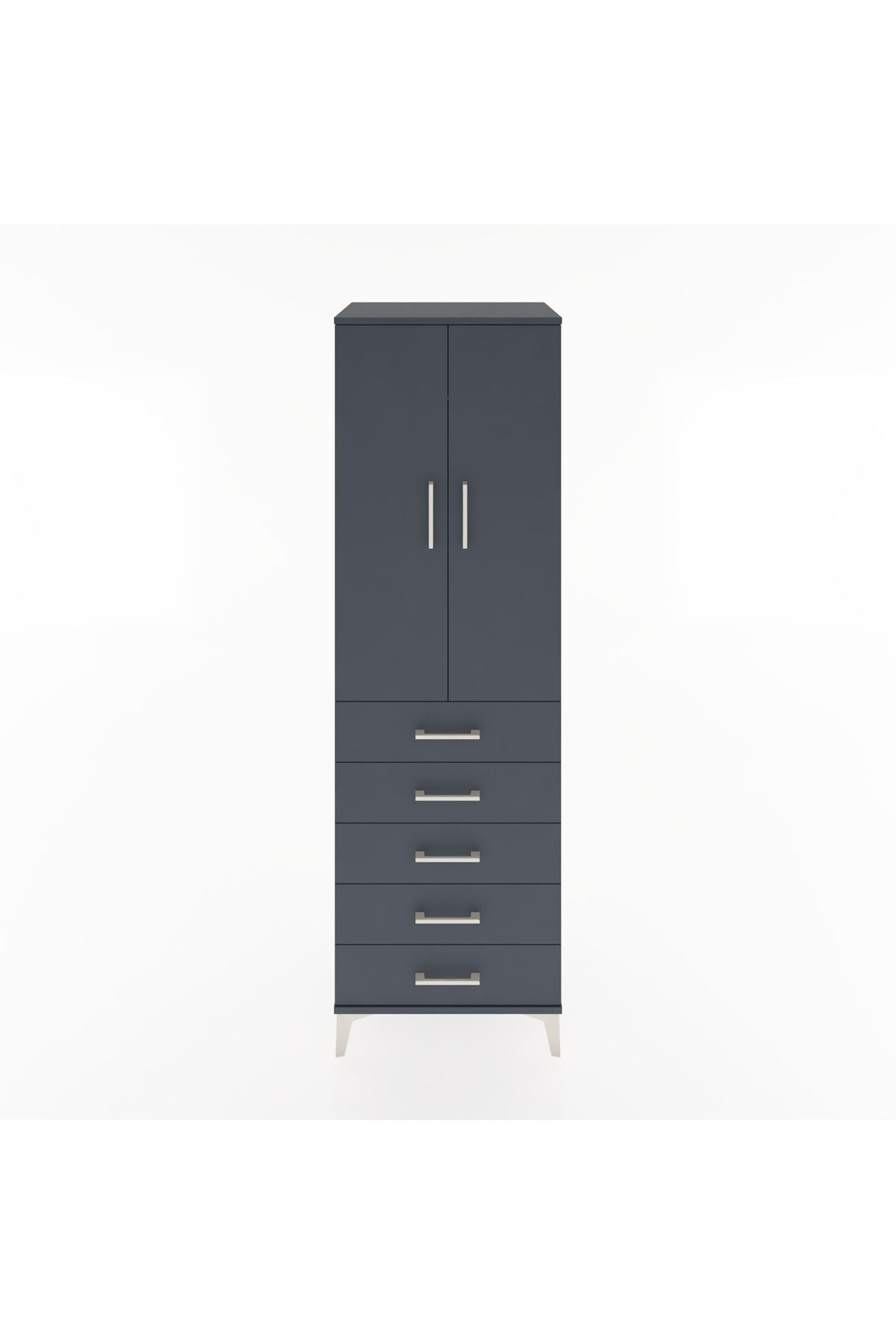 Hyperion Dolap Tek Raflı 5 Çekmeceli Tek Askılı 60x44x195 - S59M068V5B