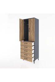 Hyperion Dolap Tek Raflı 5 Çekmeceli Tek Askılı 60x44x195 - S59M068V6B
