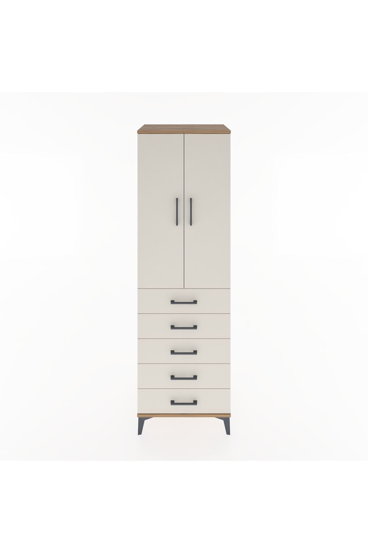 Hyperion Dolap Tek Raflı 5 Çekmeceli Tek Askılı 60x44x195 - S59M068V7B