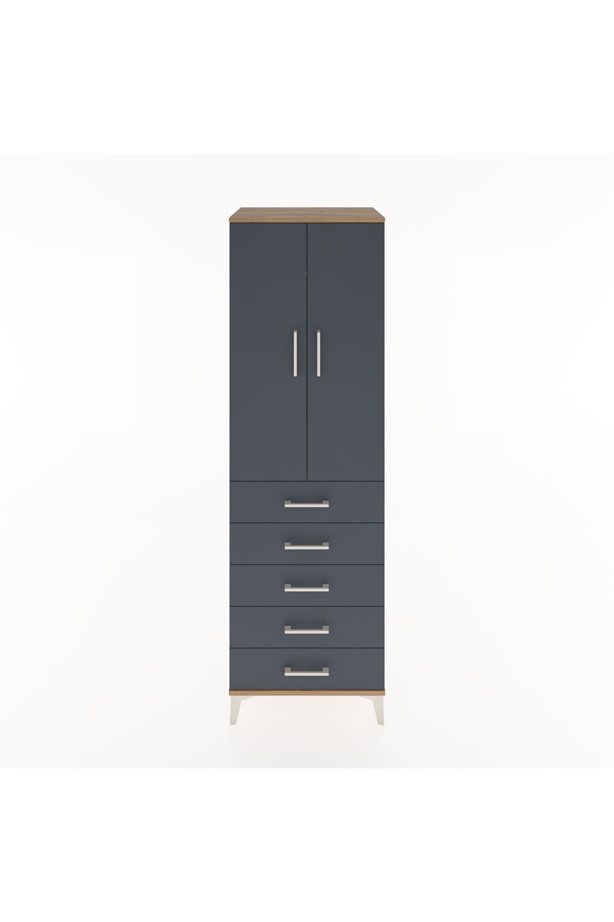 Hyperion Dolap Tek Raflı 5 Çekmeceli Tek Askılı 60x44x195 - S59M068V8B
