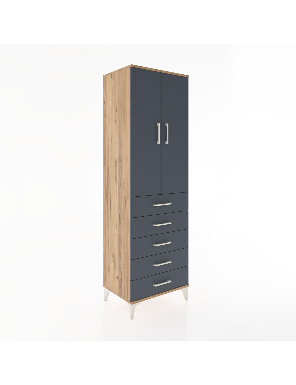 Hyperion Dolap Tek Raflı 5 Çekmeceli Tek Askılı 60x44x195 - S59M068V8B