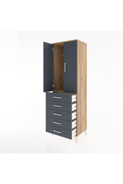 Hyperion Dolap Tek Raflı 5 Çekmeceli Tek Askılı 60x44x195 - S59M068V8B