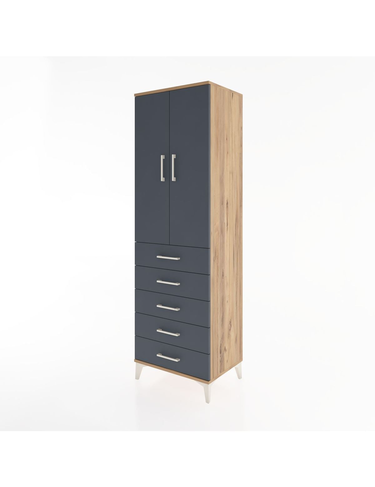Hyperion Dolap Tek Raflı 5 Çekmeceli Tek Askılı 60x44x195 - S59M068V8B