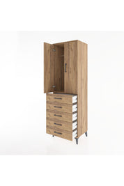 Hyperion Dolap Tek Raflı 5 Çekmeceli Tek Askılı 60x44x195 - S59M068V9B