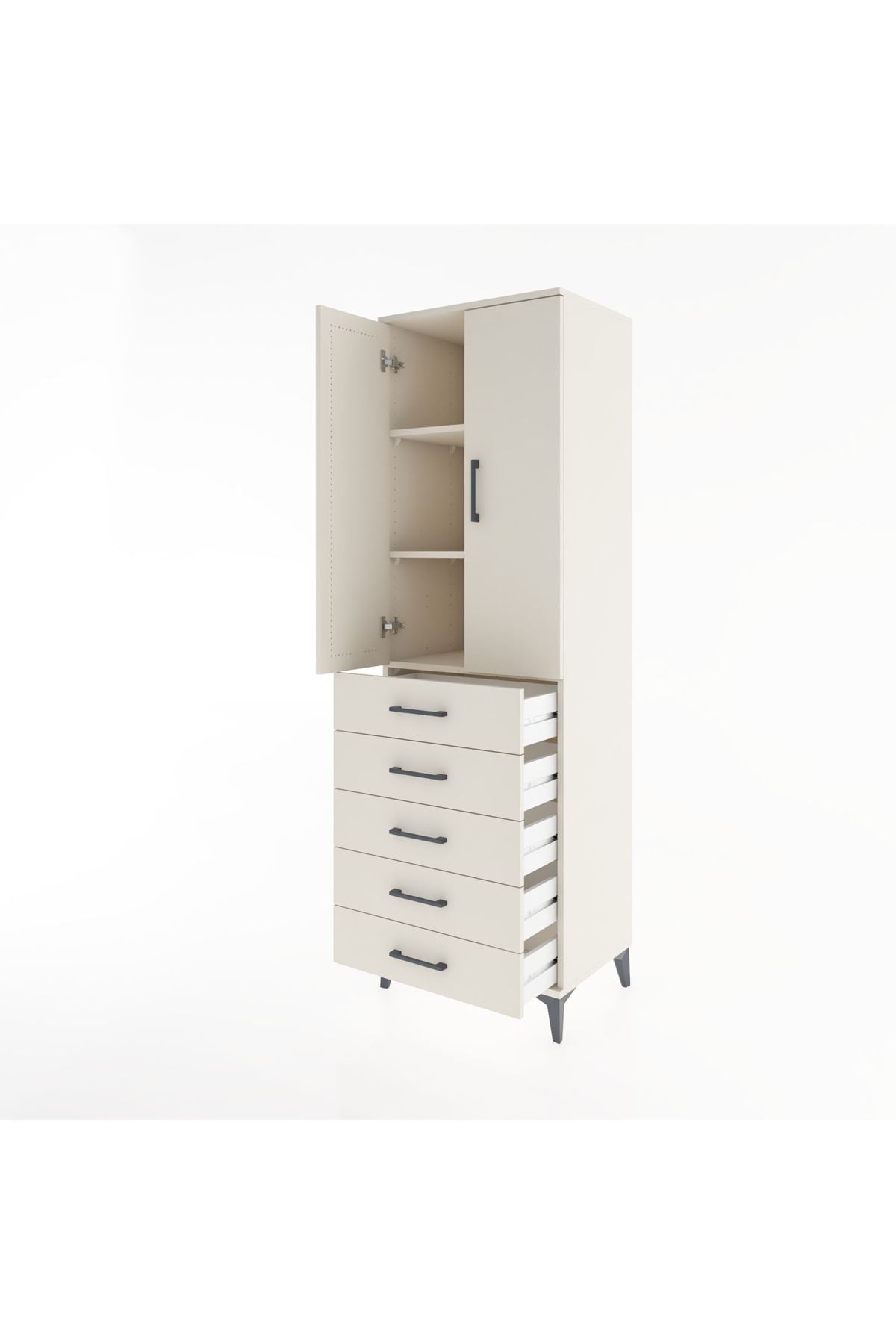 Hyperion Dolap 3 Raflı 5 Çekmeceli 2 Kapaklı 60x44x195 - S59M069V1B