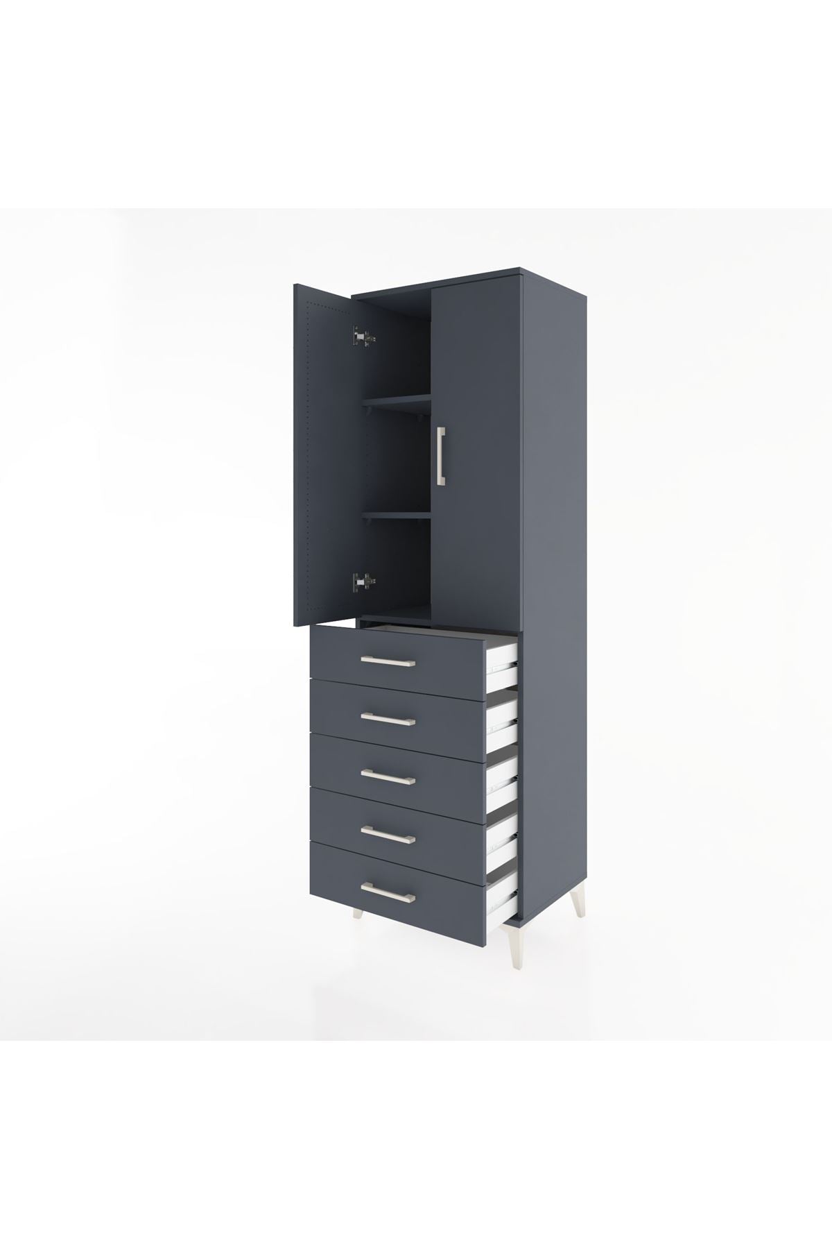 Hyperion Dolap 3 Raflı 5 Çekmeceli 2 Kapaklı 60x44x195 - S59M069V5B