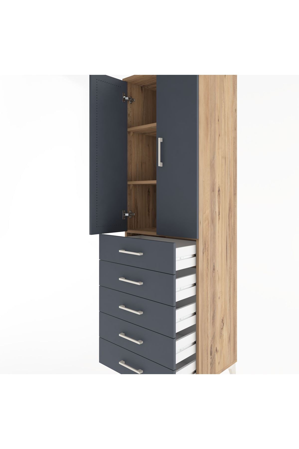 Hyperion Dolap 3 Raflı 5 Çekmeceli 2 Kapaklı 60x44x195 - S59M069V8B