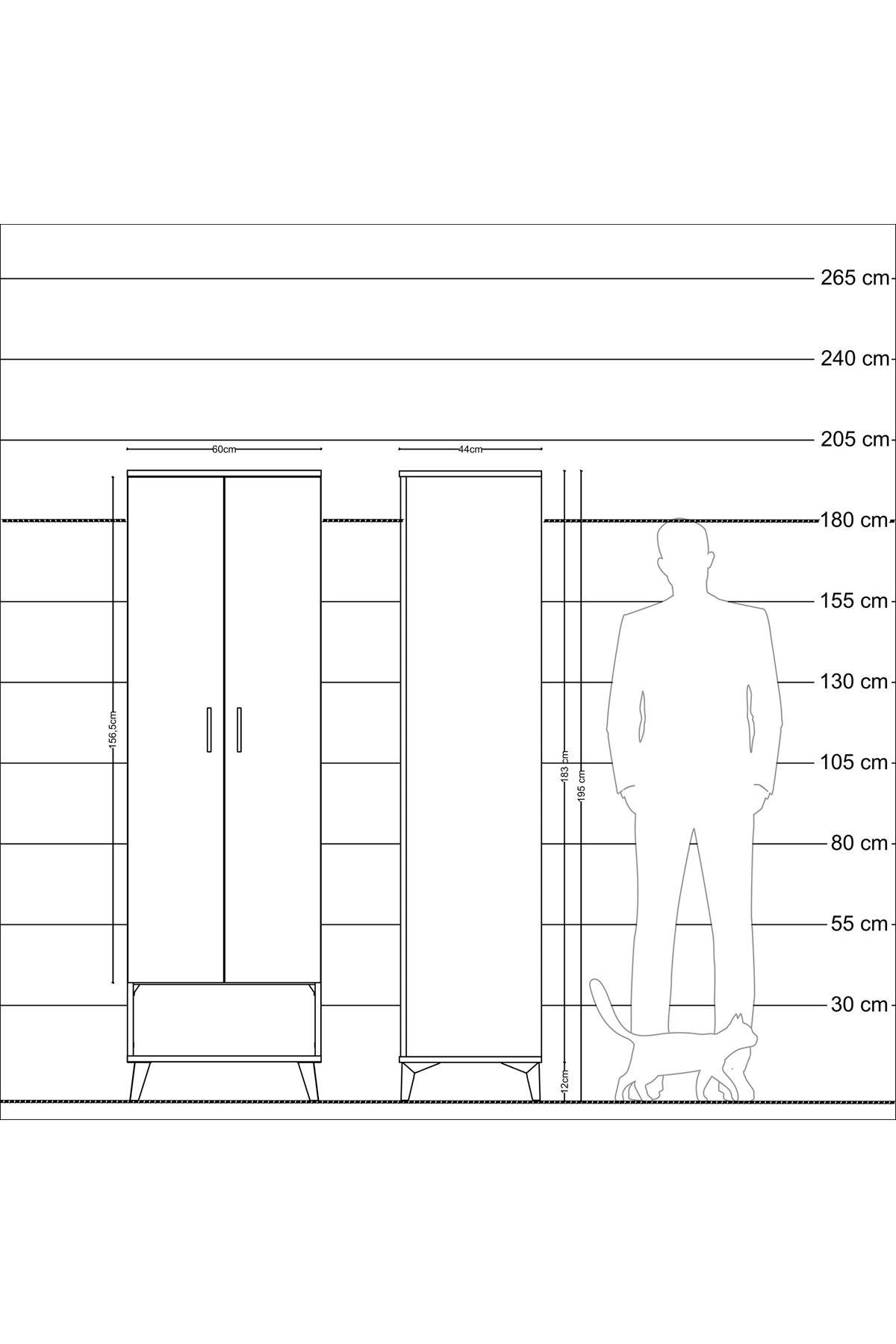 Hyperion Dolap 4 Raflı 2 Kapaklı 60x44x195 - S59M072V7B
