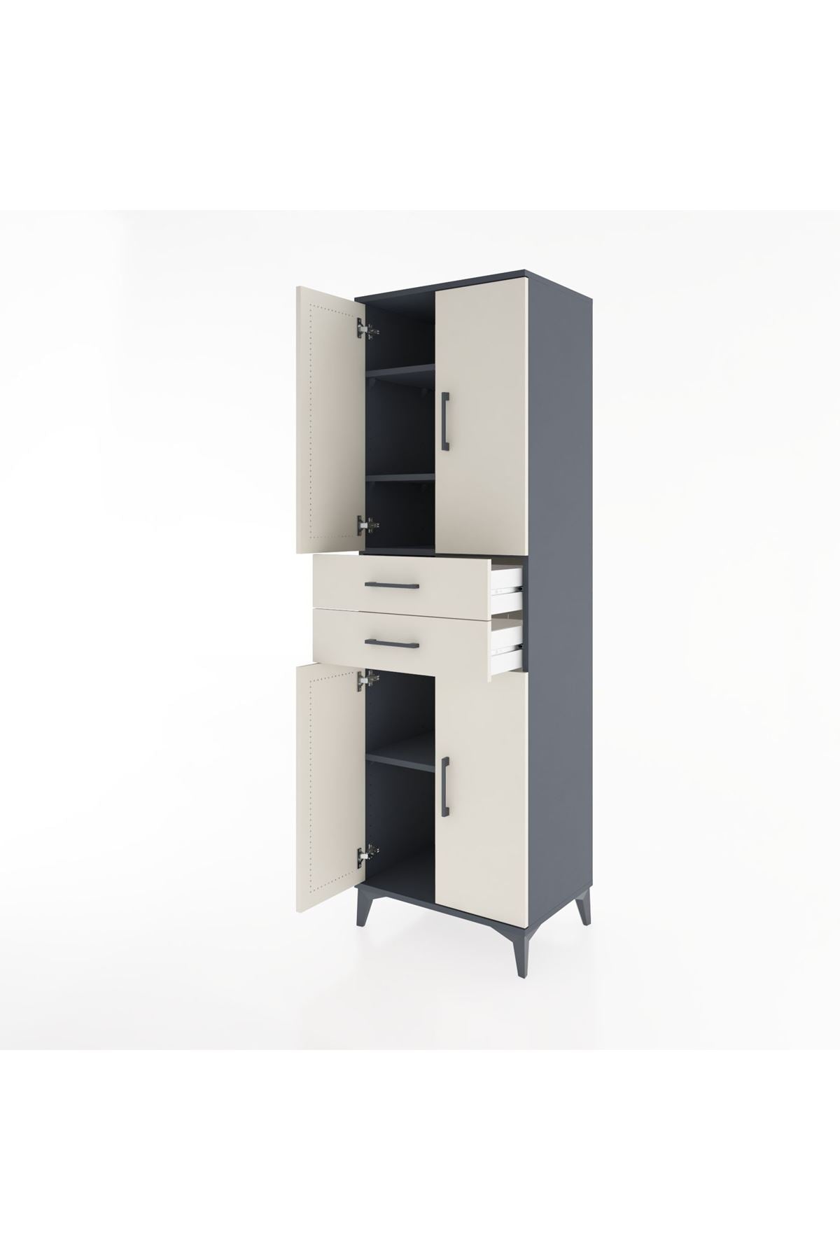 Hyperion Dolap 4 Raflı 2 Çekmeceli 4 Kapaklı 60x44x195 - S59M076V4B