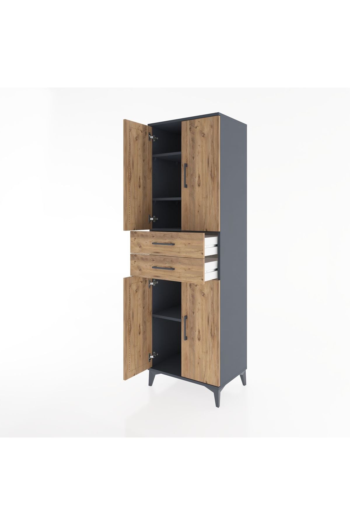 Hyperion Dolap 4 Raflı 2 Çekmeceli 4 Kapaklı 60x44x195 - S59M076V6B