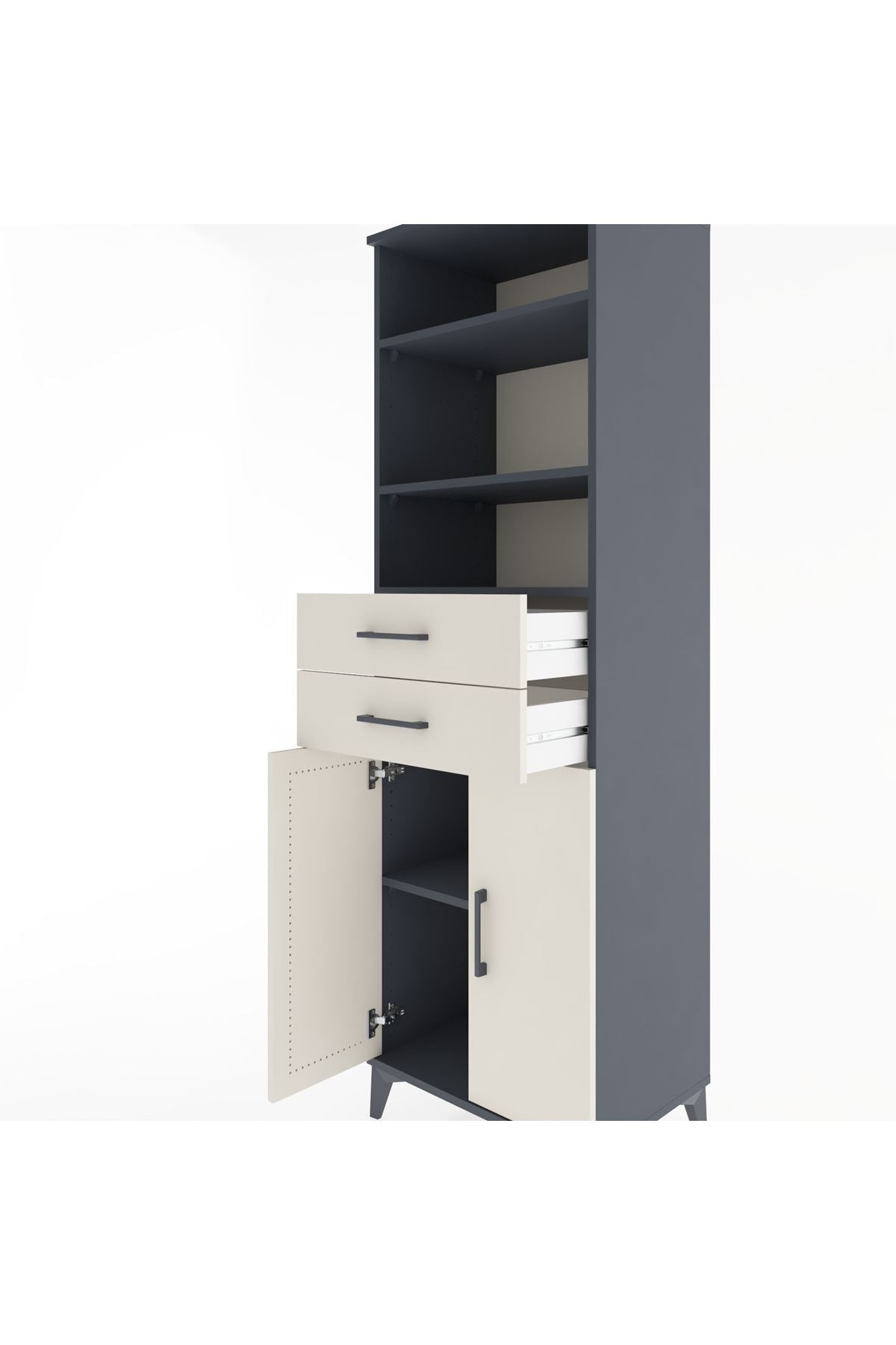 Hyperion Dolap 4 Raflı 2 Çekmeceli 2 Kapaklı 60x44x195 - S59M077V4B