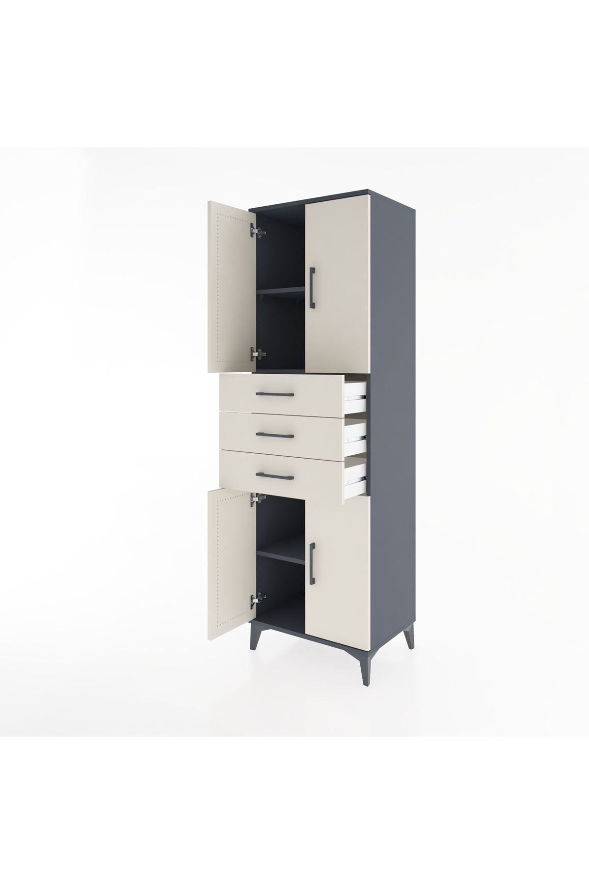 Hyperion Dolap 3 Raflı 3 Çekmeceli 4 Kapaklı 60x44x195 - S59M079V4B