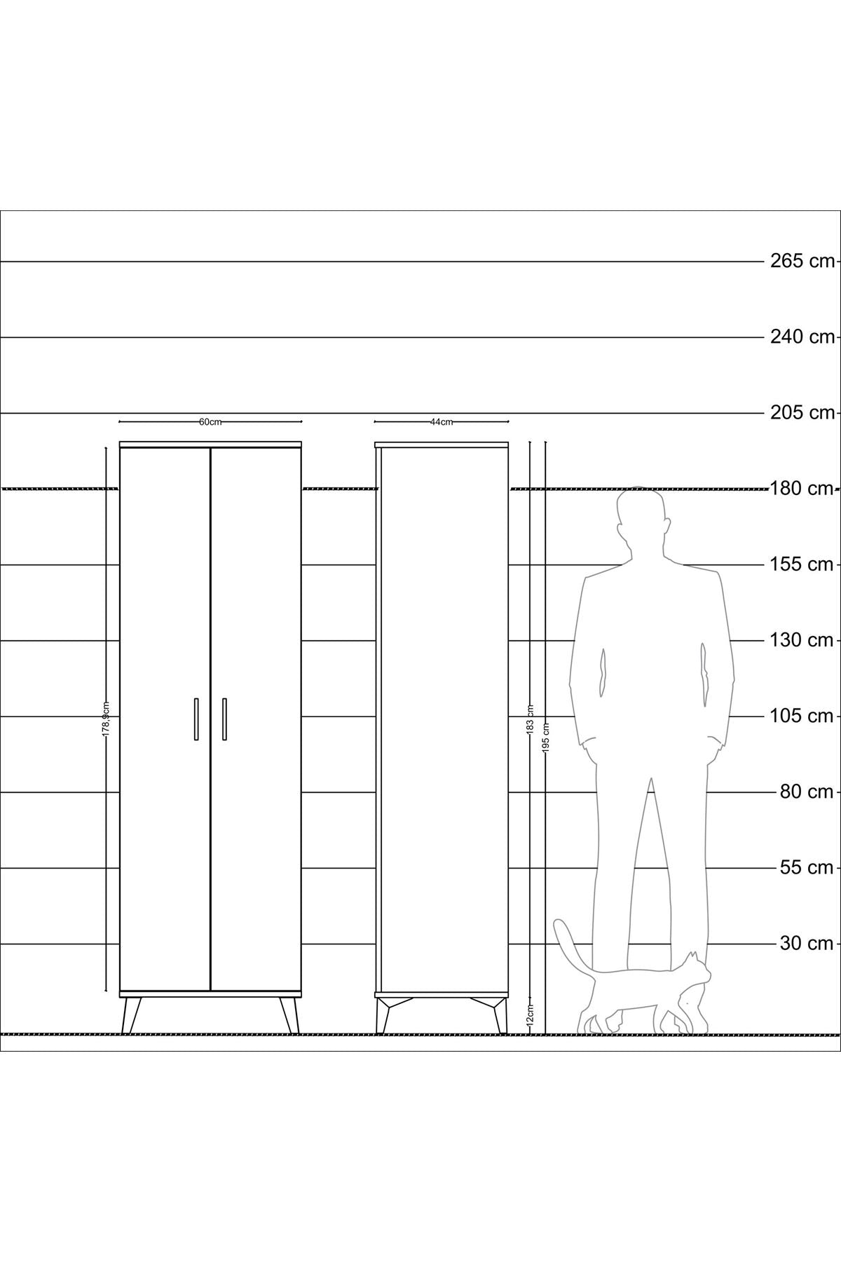 Hyperion Dolap 3 Raflı 2 Kapaklı Tek Askılı 60x44x195 - S59M086V1B