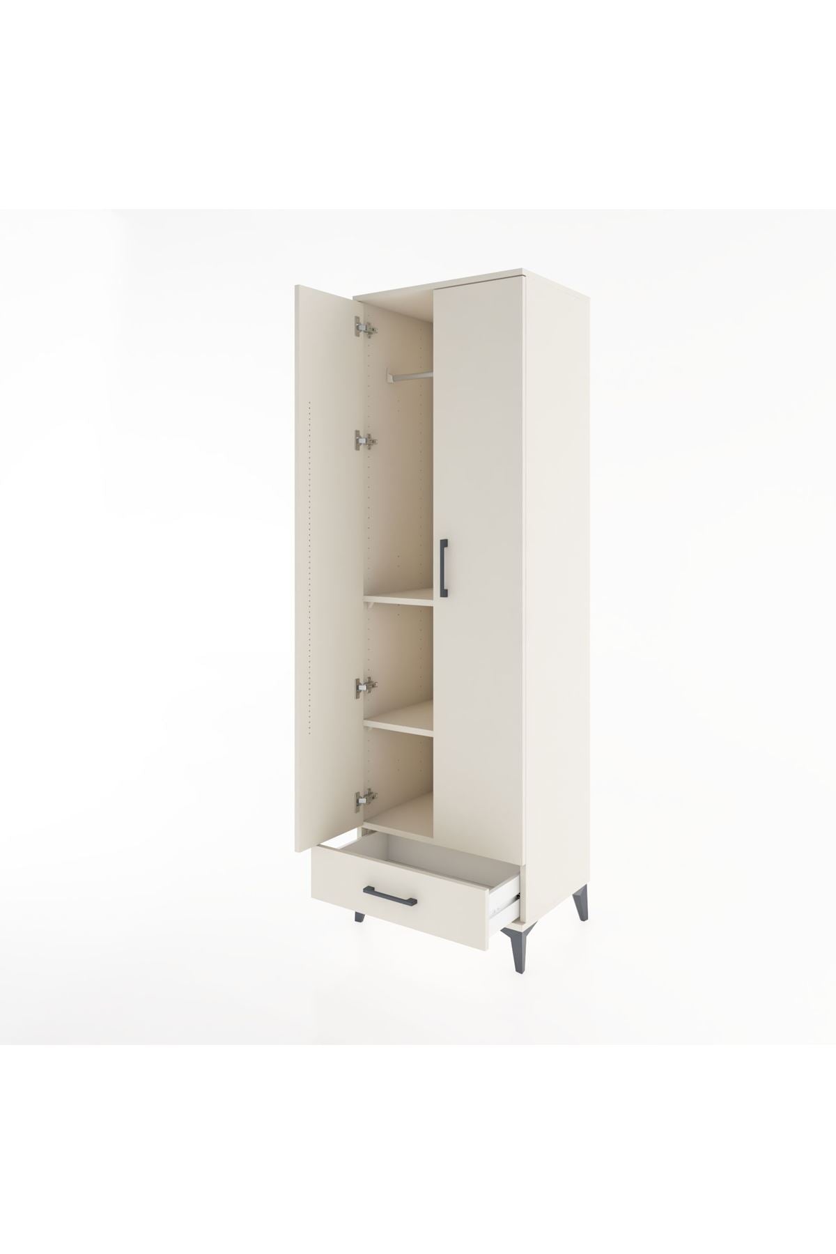 Hyperion Dolap 3 Raflı Tek Çekmeceli Tek Askılı 60x44x195 - S59M087V1B