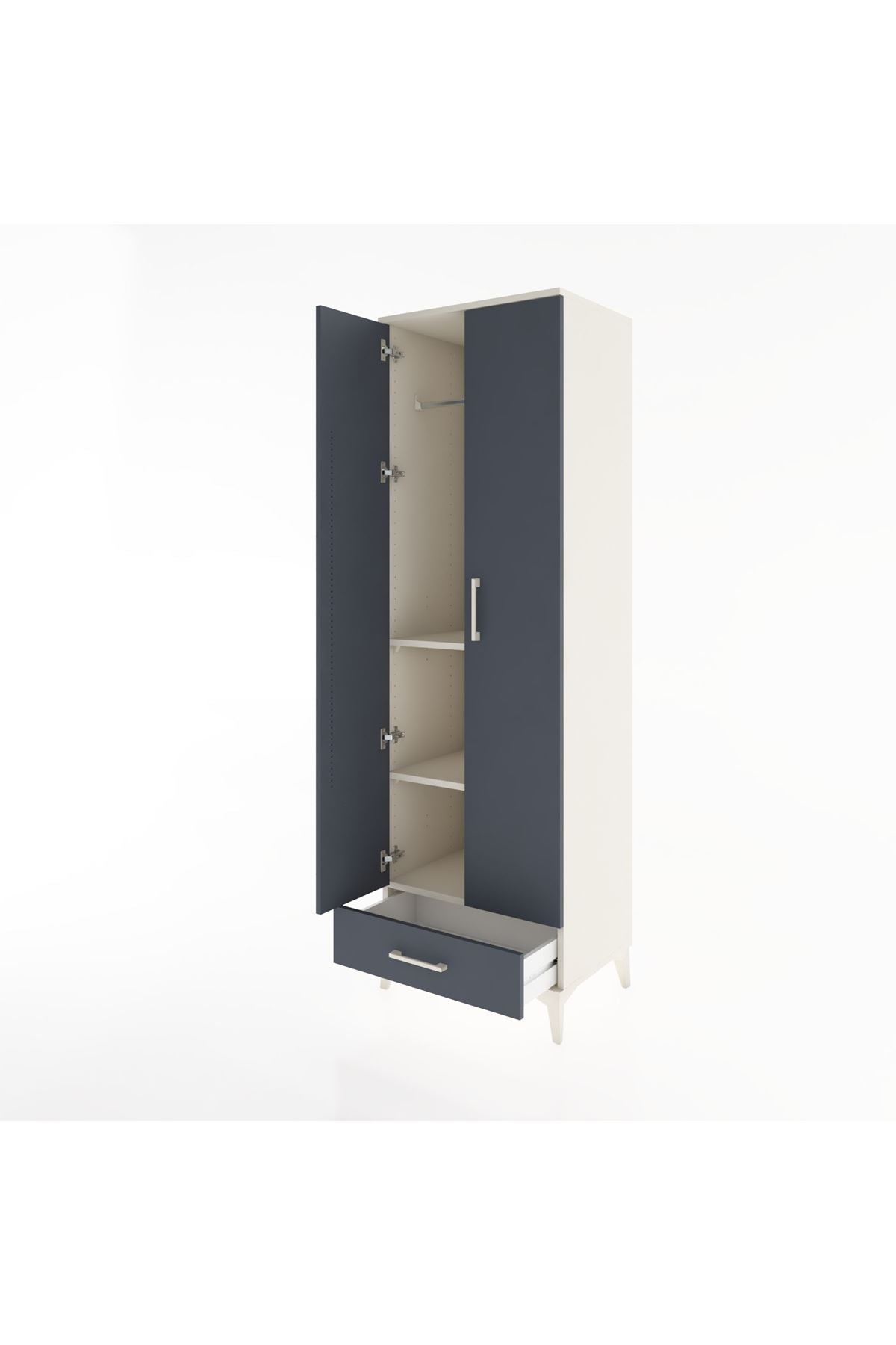 Hyperion Dolap 3 Raflı Tek Çekmeceli Tek Askılı 60x44x195 - S59M087V2B