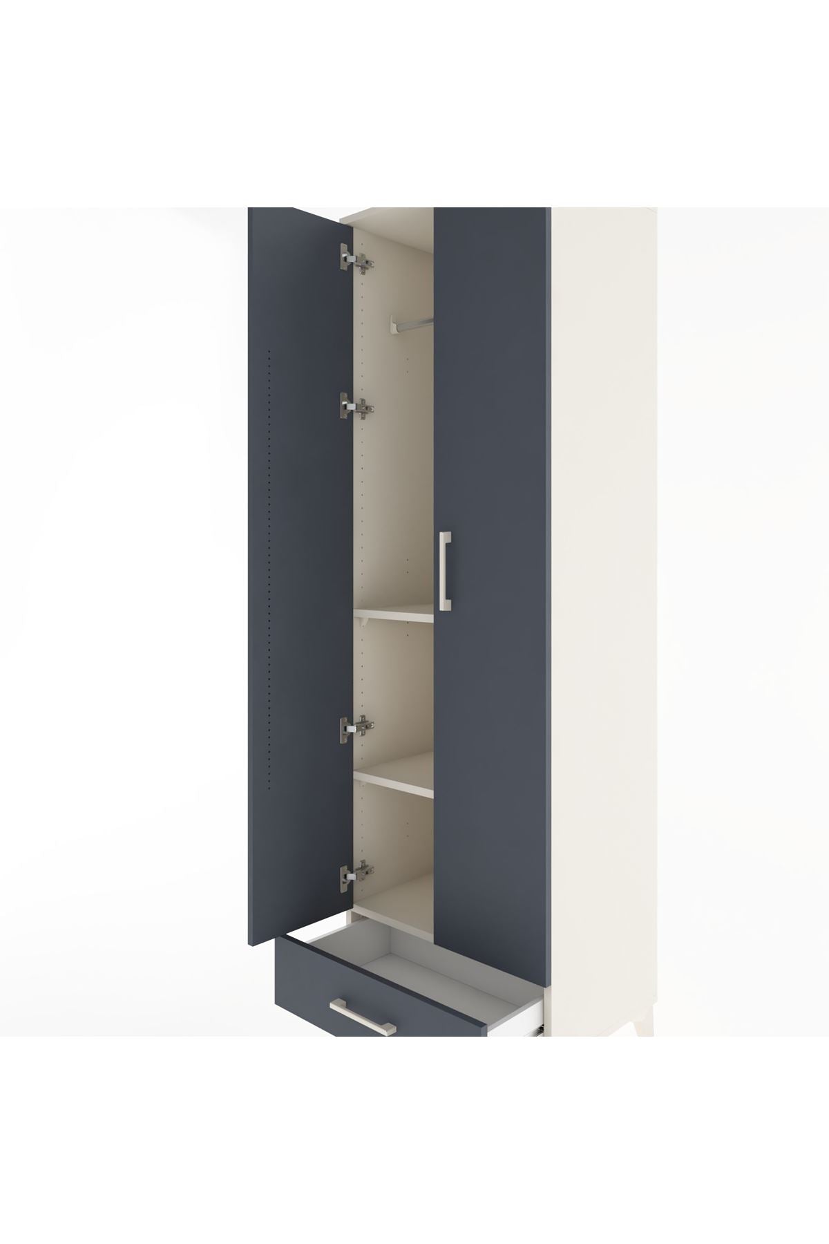 Hyperion Dolap 3 Raflı Tek Çekmeceli Tek Askılı 60x44x195 - S59M087V2B