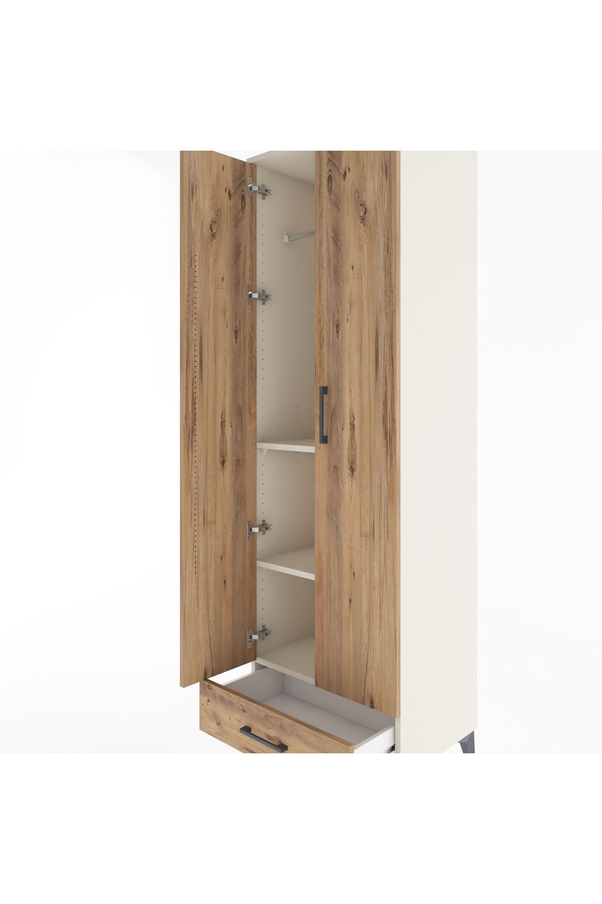 Hyperion Dolap 3 Raflı Tek Çekmeceli Tek Askılı 60x44x195 - S59M087V3B