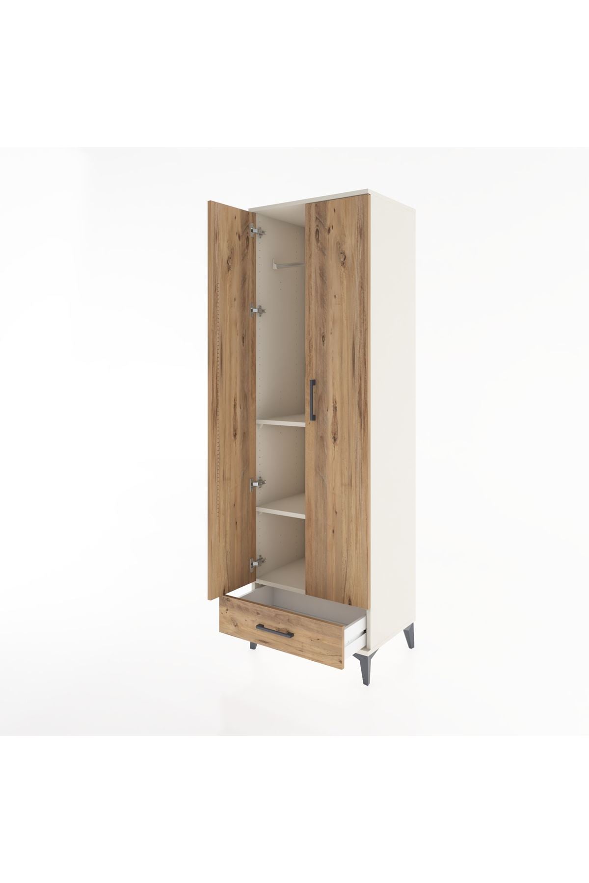 Hyperion Dolap 3 Raflı Tek Çekmeceli Tek Askılı 60x44x195 - S59M087V3B