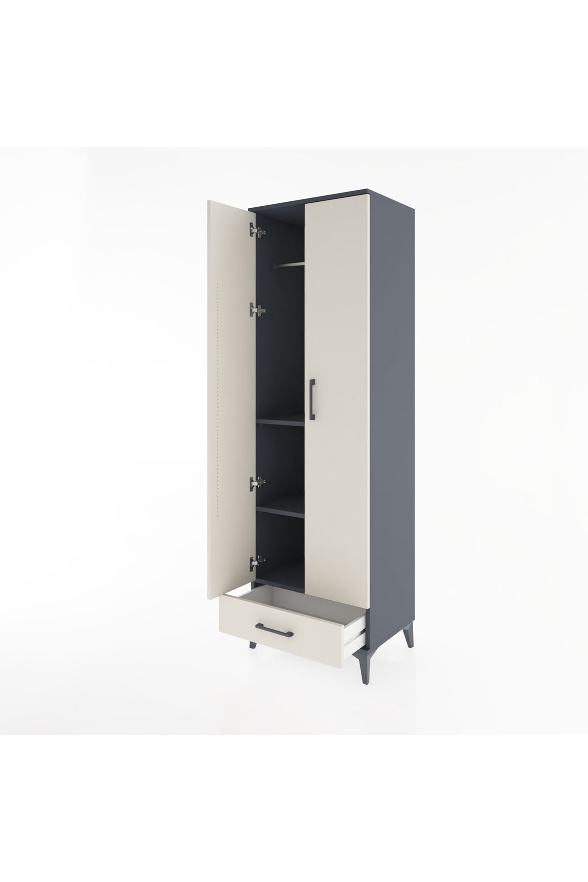 Hyperion Dolap 3 Raflı Tek Çekmeceli Tek Askılı 60x44x195 - S59M087V4B