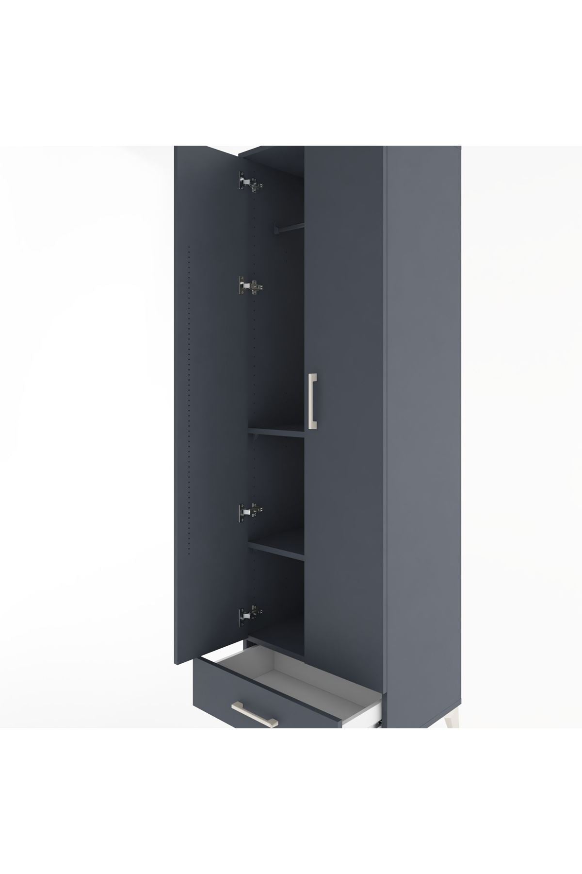 Hyperion Dolap 3 Raflı Tek Çekmeceli Tek Askılı 60x44x195 - S59M087V5B
