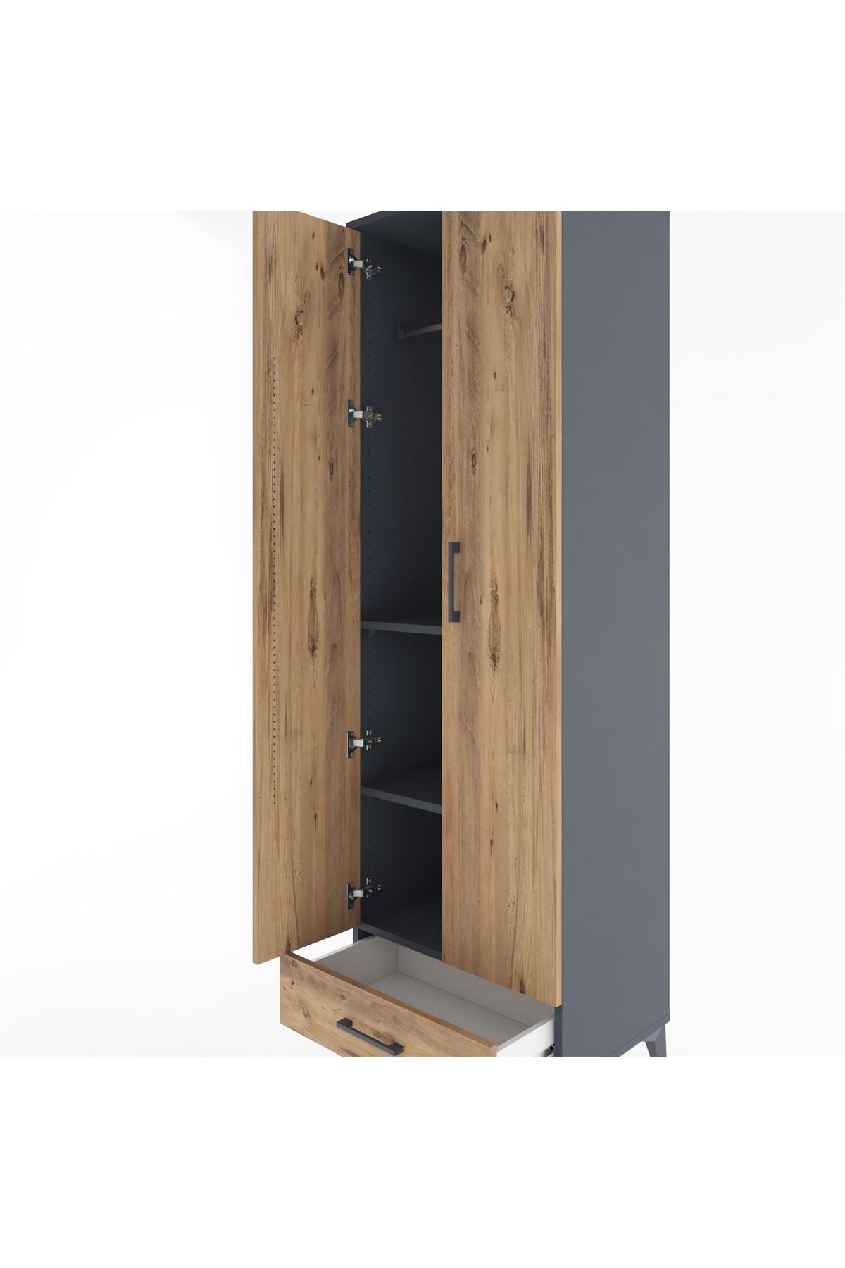 Hyperion Dolap 3 Raflı Tek Çekmeceli Tek Askılı 60x44x195 - S59M087V6B