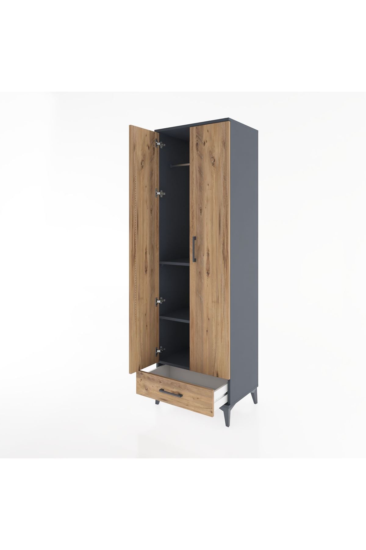 Hyperion Dolap 3 Raflı Tek Çekmeceli Tek Askılı 60x44x195 - S59M087V6B