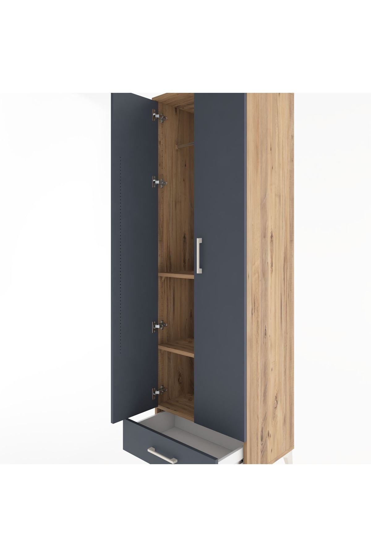 Hyperion Dolap 3 Raflı Tek Çekmeceli Tek Askılı 60x44x195 - S59M087V8B