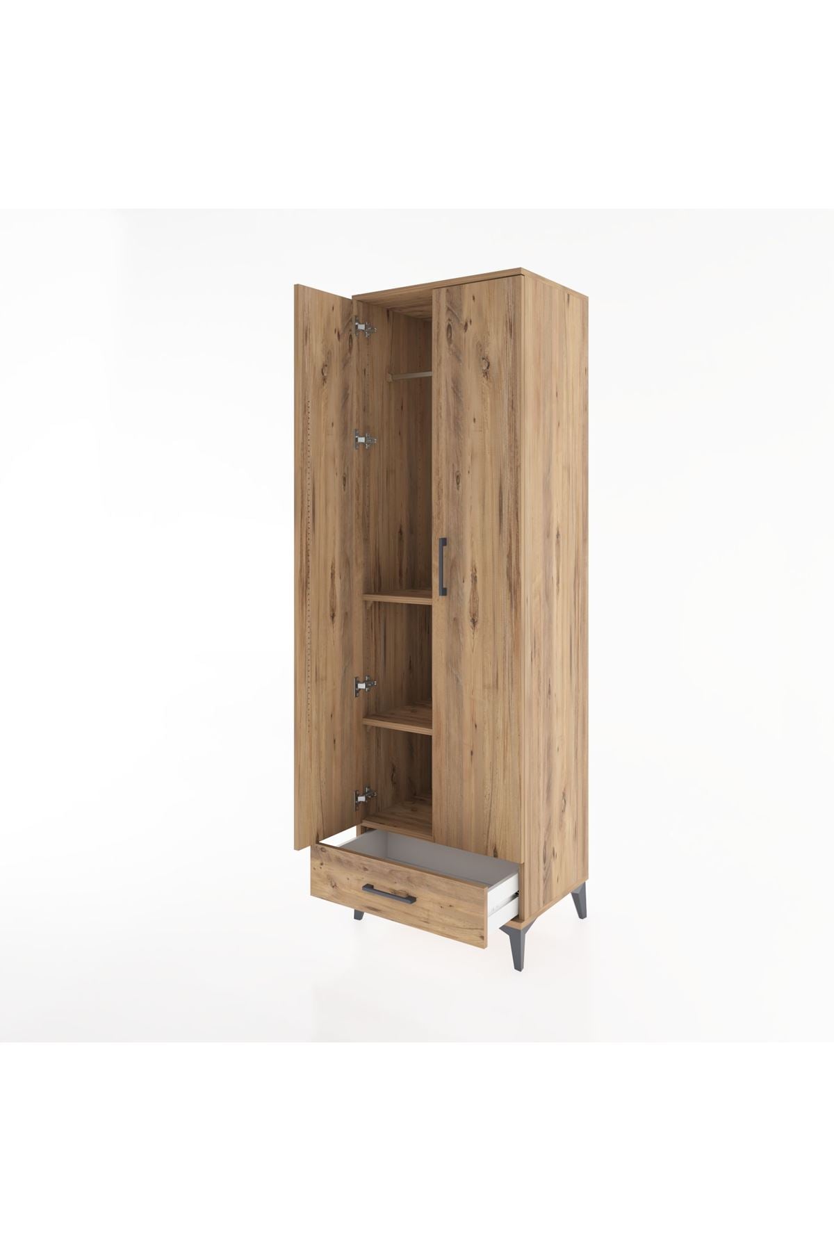 Hyperion Dolap 3 Raflı Tek Çekmeceli Tek Askılı 60x44x195 - S59M087V9B